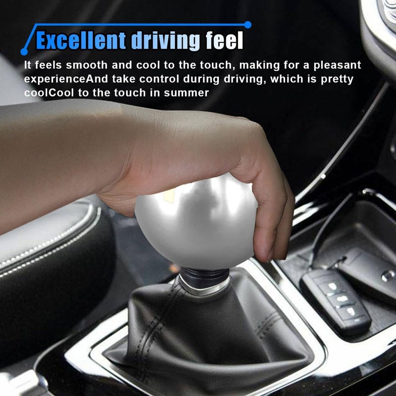 BDZMC Car Round Ball Gear Shift Knob, Aluminum Alloy Gear Shift Stick Head for Most Manual Vehicles with 3 Adapters M8, M10, M12 (Silver) - Image 5